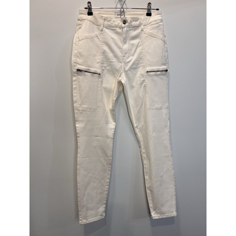 Pistola Womens Cargo Skinny Pants Size 29 Cotton Blend White With Zippered Pocke